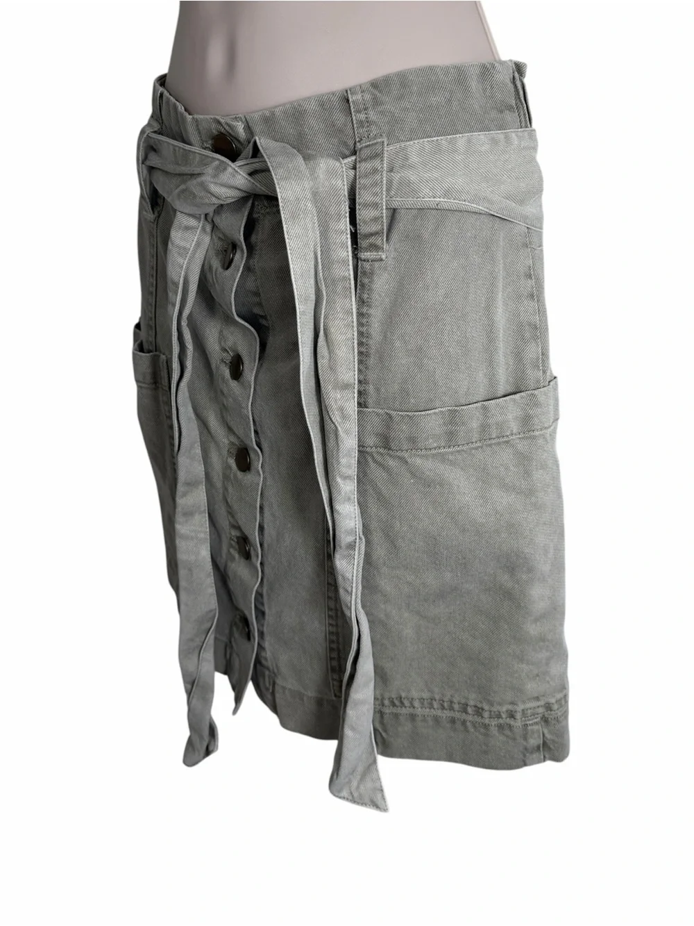 Young Fabulous & Broke Sage Grey High Waist Belted Mini Skirt